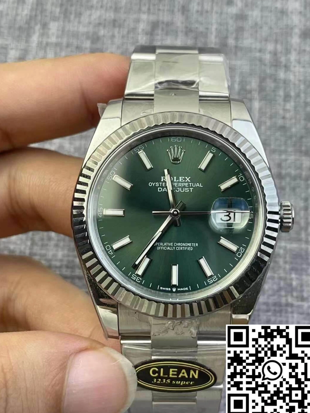 Dial Rolex M126334-0028 Factory Green Datejust Clean 0707